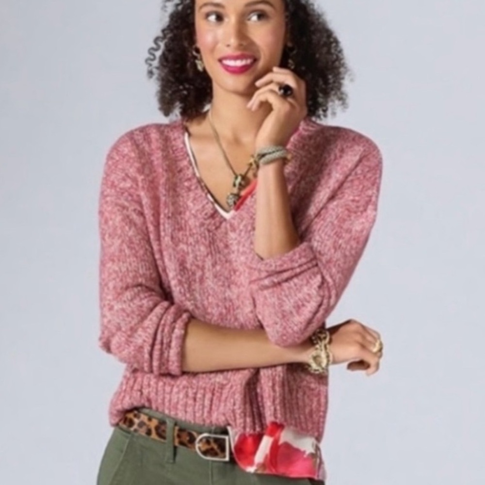 CAbi Liftoff V-Neck Knit Pullover Sweater Small